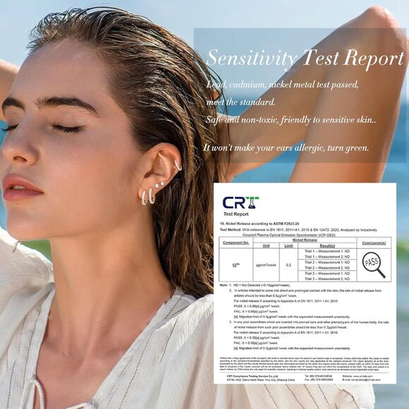 10 Pairs Hypoallergenic Surgical Steel Earrings Set for Multiple Piercings, Silv - Picture 5 of 7